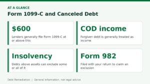 At-a-glance summary: Form 1099-C and Canceled Debt